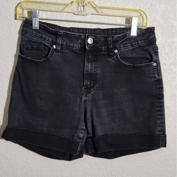 Dip Shorts Womens Size 10 Black Denim Cuffed - Picture 1 of 8